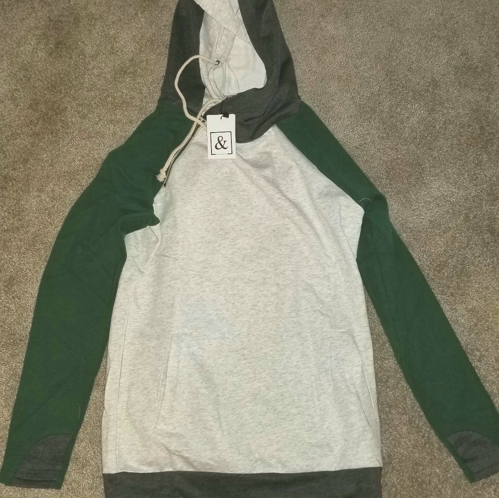 NWT Ampersand Ave doublehood sweatshirt M grey